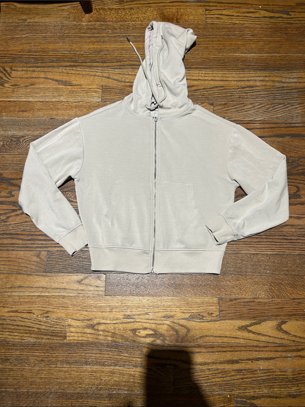 if it were me Light Beige Zip-Up Hoodie